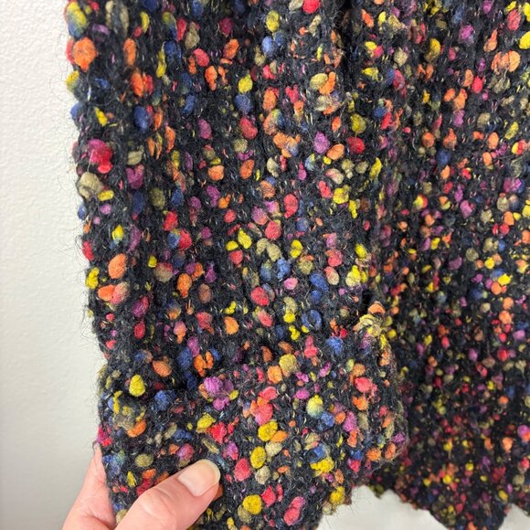 VTG 80s Acorn Shawl Collar Alpaca Mohair Multicolor Boucle Duster Cardi L Retro - Picture 6 of 6